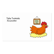 Cartoon Chicken in Nest Home Sweet Home Business Card Templates