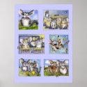 Cartoon Chinchillas Being Cute Custom Poster Print