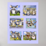 Cartoon Chinchillas Being Cute Custom Poster Print