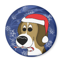 Cartoon Christmas Beagle Magnet