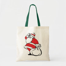 Cartoon Christmas, Jolly Santa Claus, Sack of Toys Canvas Bag