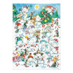 Cartoon Christmas Penguins Polar Bears Snow Party Personalized Invite