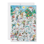 Cartoon Christmas Polar Bears Penguins Snow Party invitations