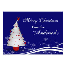 Cartoon Christmas Tree Christmas Greeting Card Custom Invite