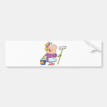 Cartoon Cleaning Lady Bumper Stickers