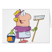 Cartoon Cleaning Lady Card
