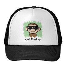 Cartoon Clip Art Cool Monkey with Sunglasses Trucker Hats