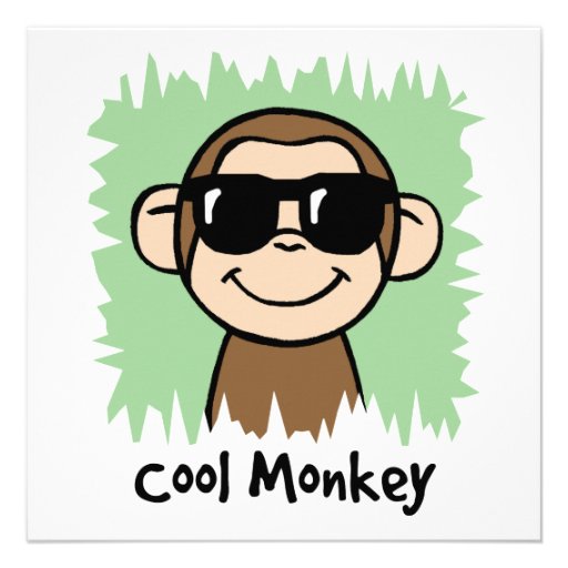 Cartoon Clip Art Cool Monkey with Sunglasses Custom Invite