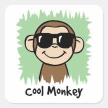 Cartoon Clip Art Cool Monkey with Sunglasses Sticker