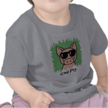 Cartoon Clip Art Cool Pig with Sunglasses Tee Shirt