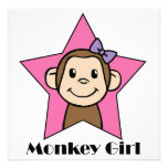 Cartoon Clip Art Cute Monkey Girl Birthday Party Custom Invite