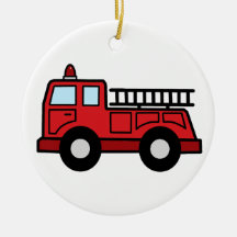 Cartoon Clip Art Firetruck Emergency Vehicle Truck Christmas Tree Ornament