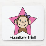 Cartoon Clip Art Smile Monkey Girl Pink Star Bow Mouse Pads