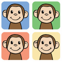 Cartoon Clip Art with 4 Happy Monkeys Photo Sculptures