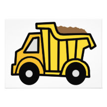 Cartoon Clip Art with a Construction Dump Truck Personalized Invitation