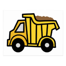 Cartoon Clip Art with a Construction Dump Truck Postcard