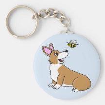 Cartoon Corgi Bee Keychain