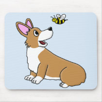 Cartoon Corgi Bee Mousepad
