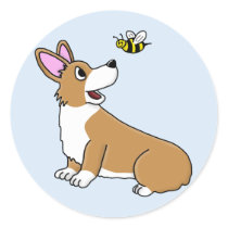 Cartoon Corgi Bee Stickers