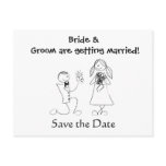 Cartoon Couple Wedding Save the Date postcards