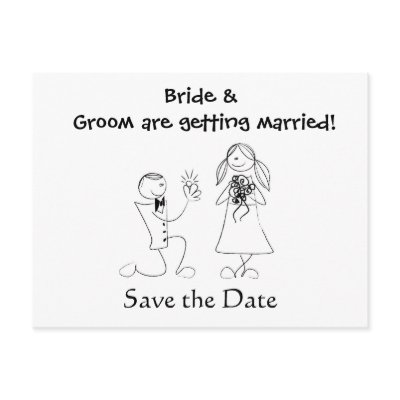 Cartoon Couple Wedding Save the Date Post Cards by frugalbride