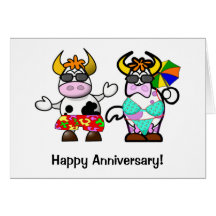 Cartoon Cow Couple Anniversary Card