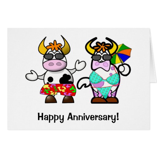 Cartoon Cow Couple Anniversary Card | Zazzle