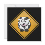 Cartoon Cow Warning Sign invitations