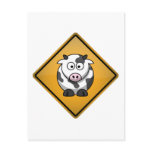 Cartoon Cow Warning Sign postcards