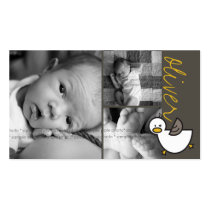 Cartoon Cute Duckie Photo Birth Announcement Gift Business Cards