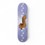 Cartoon Dachshund (longhair) skateboards