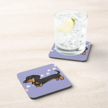 Cartoon Dachshund (smooth coat) Beverage Coasters