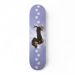 Cartoon Dachshund (smooth coat) skateboards