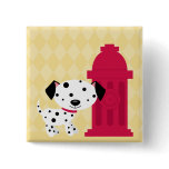Cartoon dalmation dog & fire hydrant button