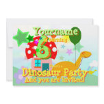 Cartoon Dinosaur 6th Birthday Party Invitations