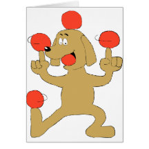 Cartoon Dog Balancing Balls Greeting Cards
