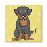 Cartoon Dog Rottweiler Square Magnet
