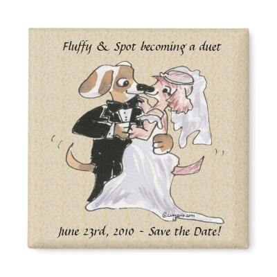 Cartoon Dogs Wedding Save the Date Magnets by zooogle
