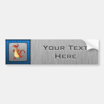 Cartoon Dragon; Metal-look Bumper Stickers