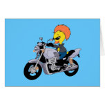 Cartoon duck on a cool motorcycle cards