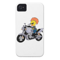 Cartoon duck on a cool motorcycle