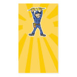 Cartoon Electrician holding electricity lightning business cards