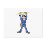 Cartoon Electrician holding electricity lightning postcards