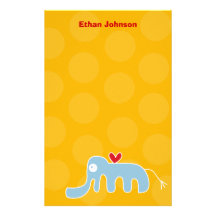 Cartoon Elephant Kid Personal Thank You Stationery
