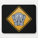 Cartoon Elephant Warning Sign mousepads
