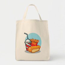 cartoon fast food meal canvas bag