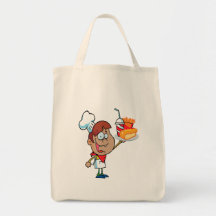 cartoon fast food waiter character canvas bags