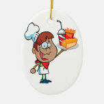 cartoon fast food waiter character christmas tree ornaments