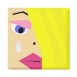 Cartoon female face with tear magnet