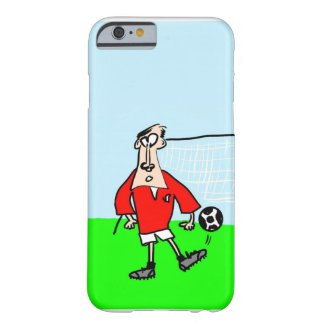 Cartoon footballer on the field with goals behind